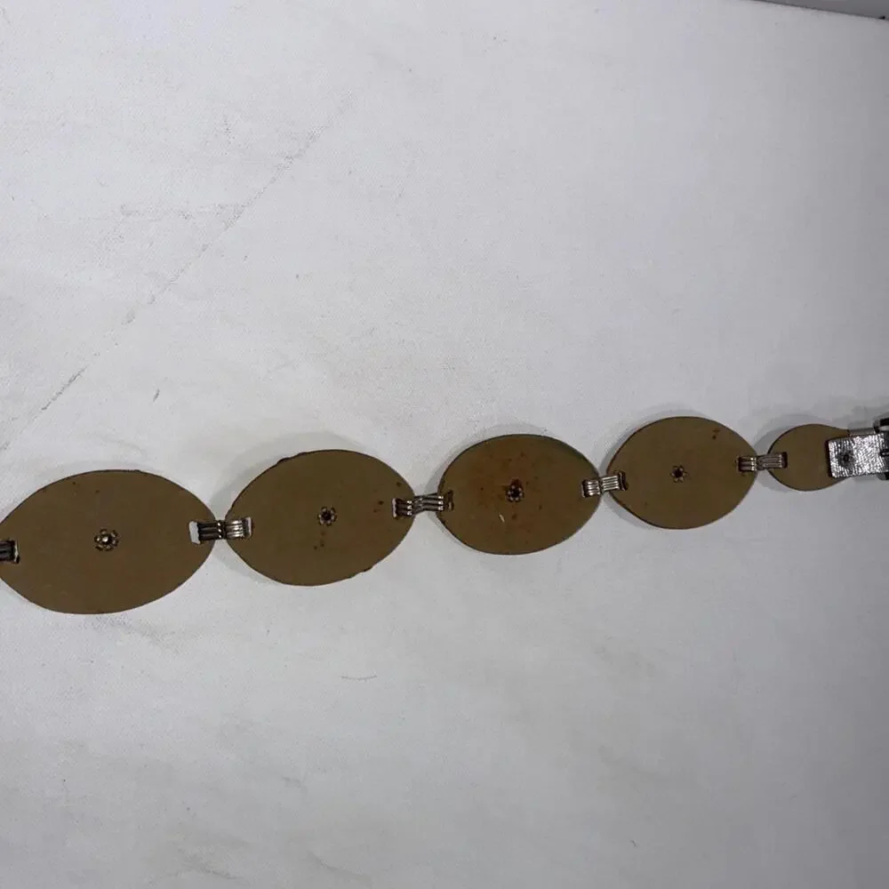 Vintage Y2K Silver Tone Stamped Metal‎ Boho Western Rodeo Concho Style Belt
